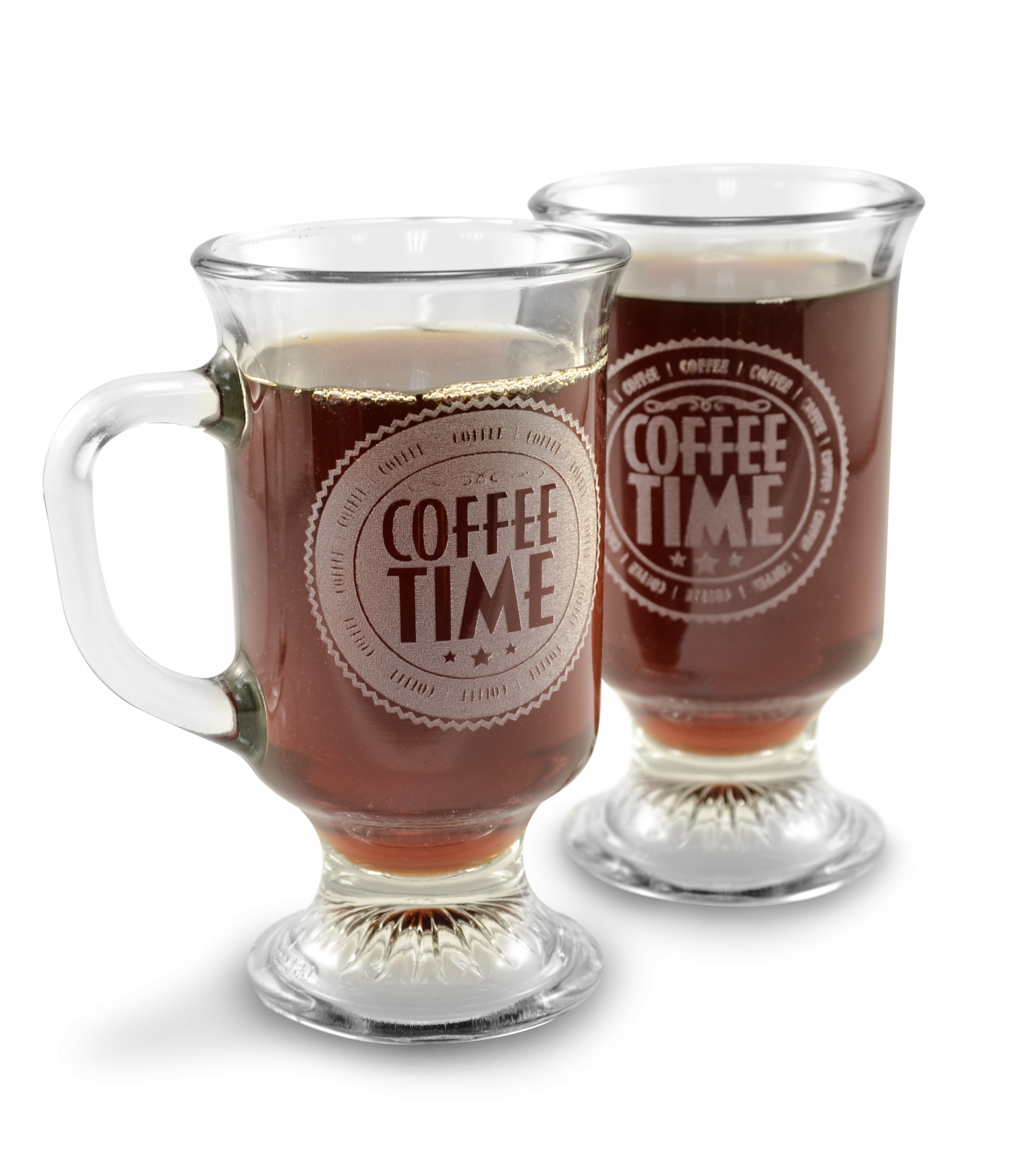 Laser-engraved glass mugs